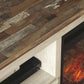 Willowton - 2 Pc. - 64" TV Stand With Faux Firebrick Fireplace Insert - Whitewash