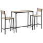 Industrial Bar Table Set Counter Height 3 Piece and 2 High Back Stools Set Dining Table Set Natural Wood