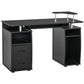 Computer Desk with Keyboard Tray, CPU Stand, Writing Desk with Drawers, Workstation for Home Office, Black