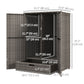 Wicker Outdoor Storage Cabinet, 2-Door Rattan Pool Towel Storage Cabinet with Drawer & Removable Shelf, Dark Grey
