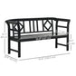 Wooden Outdoor Bench, 3 Person Patio Garden Bench with Diamond Pattern Backrest, Slatted Seat, 792 LBS Capacity, Black