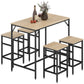 5 Pieces Industrial Rectangular Bar Table Set, Dining Table Set Breakfast Table with 4 Stools for Dining Room, Kitchen, Dinette, Oak