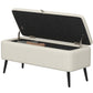 40" Ottoman with Storage, Linen Upholstered Storage Ottoman Bench with Steel Legs for Living Room, Bedroom Cream White