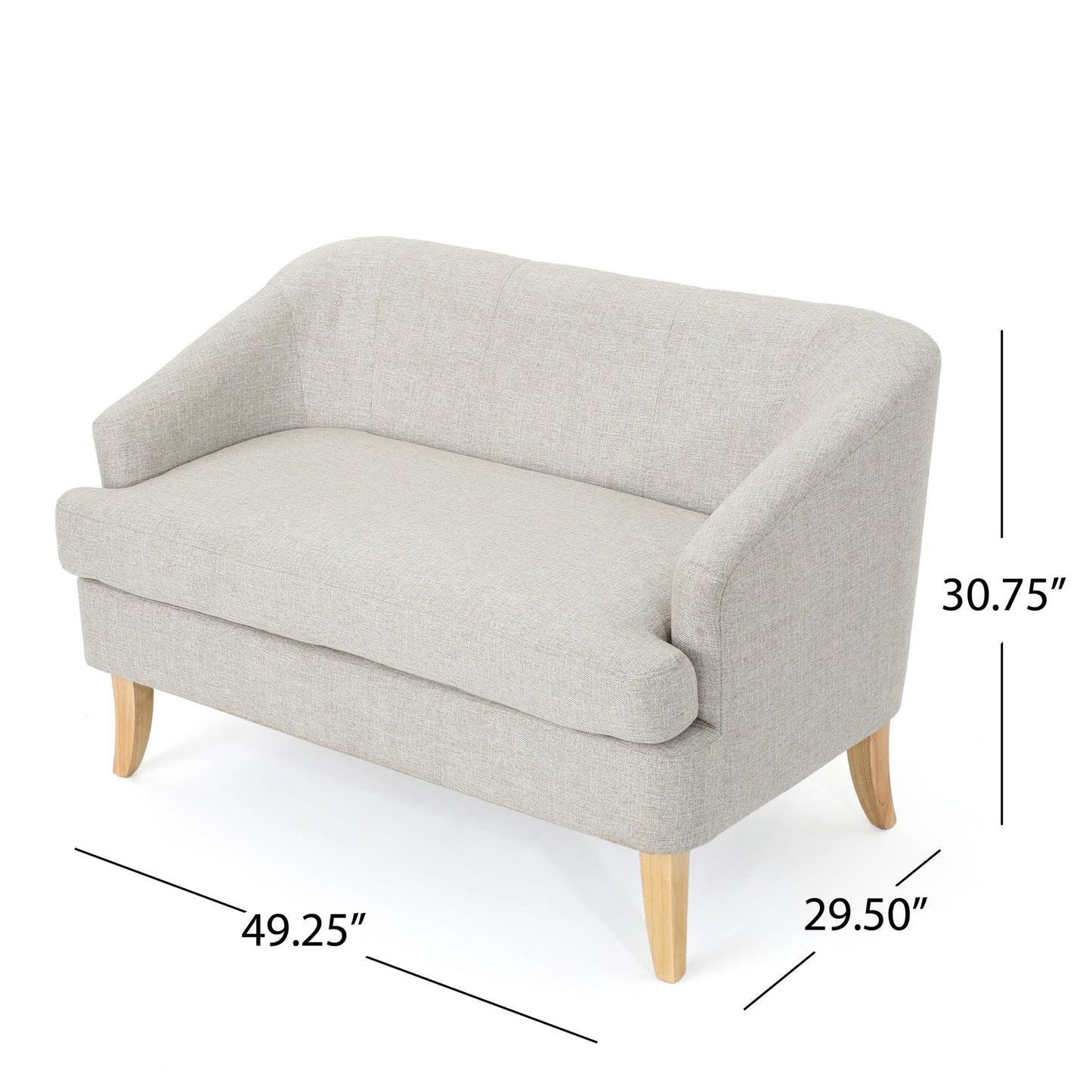 Mid-Century Modern Loveseat with Flared Legs and High-Density Foam, 2-Seater Sofa for Living Room, 49" L x 29.5" W x 31" H, Beige