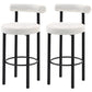 Sherpa Bar Stools Set of 2 with Backrest - Cream White
