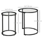 Set of 2 Nesting Coffee Tables with Metal Base, Round Side Table with Tempered Glass Tabletop for Living Room, Bedroom, Black