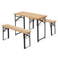 3 Pieces Folding Picnic Table Set, Portable Folding Picnic Table and Benches with Steel Frame for Garden, Park, Natural Wood