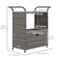 Patio PE Wicker Garden Serving Cart with 2-Tier Shelf, Outdoor Wheeled Rattan Food Cart with Drawer, Handles, for Poolside, Garden, Mixed Grey