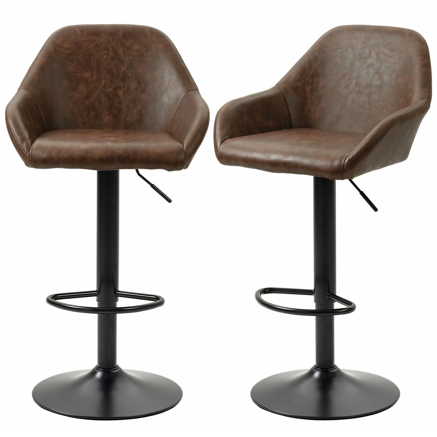 Adjustable Swivel Bar Stools Set of 2 with Back - Coffee