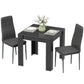 Dining Table Set for 2, Square Kitchen Table and Chairs, Dining Room Table and PU Leather Upholstered Chairs, Black
