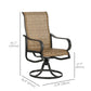 2-Piece Swivel Patio Dining Chairs, 360° Swivel Rocking Outdoor Chairs with Curved Armrests, Breathable Mesh Seat & S Shape Backrest for Yard, Lawn, Porch, Brown