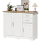 40" Sideboard Buffet Cabinet with 2 Drawers and 3 Doors - White