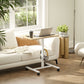 Height Adjustable Standing Desk, Pneumatic Sit Stand Desk with Wheels and Headphone Hook, Natural Wood Grain
