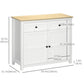 Kitchen Storage Cabinet with Drawers and Shelf - White