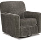 Herstow - Charcoal - Swivel Glider Accent Chair - Fabric