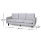 3-Seater Sofa with Button Tufted Waffle Stitch and Rubberwood Legs, for Bedroom or Livingroom, Grey