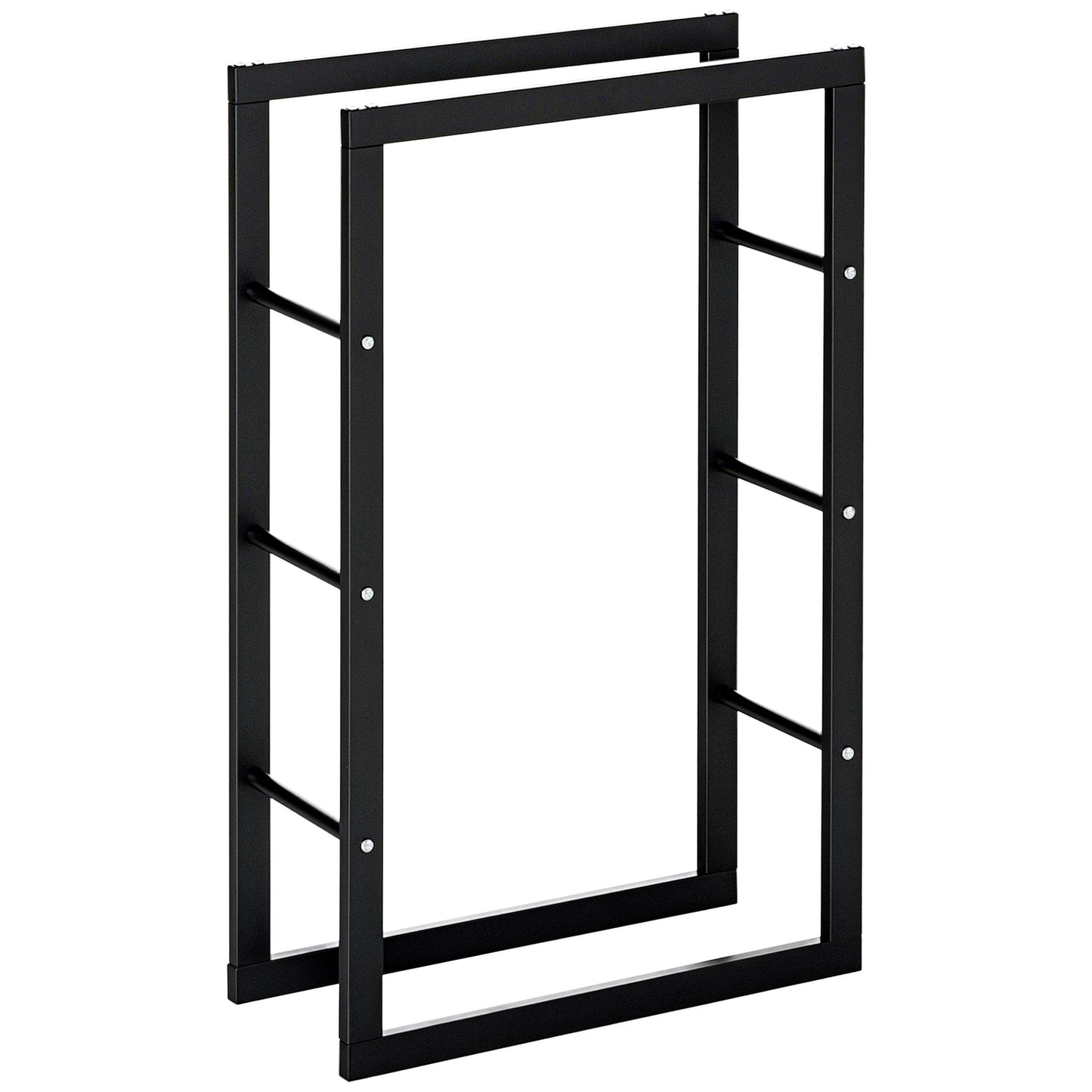 23.6" x 9.8" x 39.4" Firewood Rack Outdoor, Log Holder Fireplace Storage Rack with Handles and 220 lbs. Weight Capacity, Black