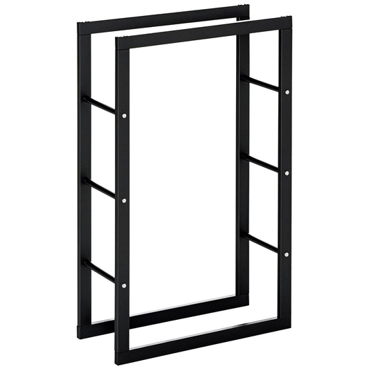 23.6" x 9.8" x 39.4" Firewood Rack Outdoor, Log Holder Fireplace Storage Rack with Handles and 220 lbs. Weight Capacity, Black