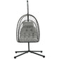 Hanging Egg Chair with Stand, Foldable Wicker Rattan Swing Chair with Thick Cushion, Light Grey