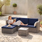3pcs Modern Rattan Sofa Set, Wicker Patio Furniture Set with Coffee Table, Cushions, Pillows