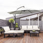 9.7ft Offset Patio UmbrellaCantilever Parasol with Crank Handle, 8 Ribs and Cross Base for Outdoor, Sun Shade, Cream