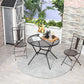 35" Round Patio Dining Table Steel Outside Table with Mesh Tabletop for Garden Backyard Poolside, Black