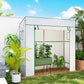 Walk-in Tomato Greenhouse Lean-to Green House with Reinforced PE Cover, Roll-up Door, Mesh Windows, White
