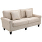3-Seater Corduroy Sofa with Wood Legs - Beige