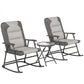 3-Piece Outdoor Foldable Rocking Chair Set, Light Grey