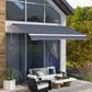 12' x 8' Retractable Patio Awning Sunshade Shelter with Manual Crank Handle UV & Water-Resistant for Deck Balcony Grey