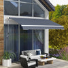 12' x 8' Retractable Patio Awning Sunshade Shelter with Manual Crank Handle UV & Water-Resistant for Deck Balcony Grey