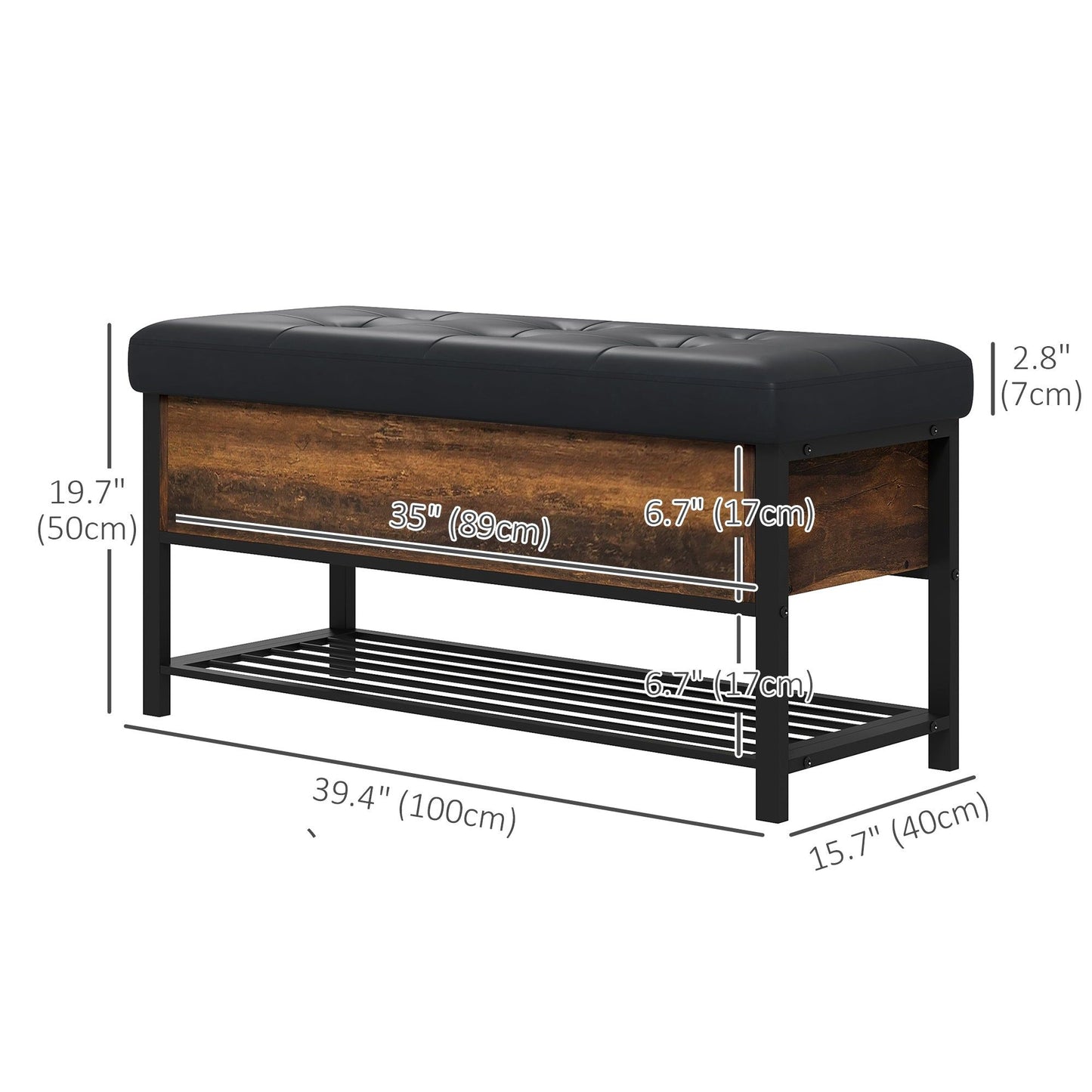Shoe Storage Bench with Flip Top - Rustic Brown