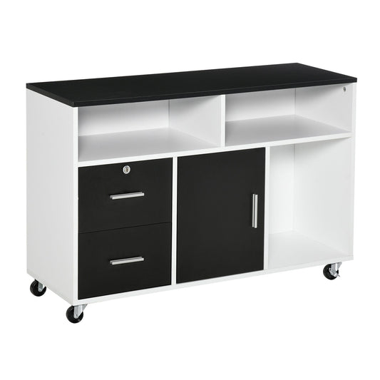 Lateral Mobile Filing Cabinet with Lock - Black