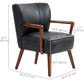 Accent Chair, Modern Armchair, Faux Leather Upholstered Living Room Chair with Wood Legs and Wide Padded Seat, Black