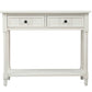 Daisy Series Console Table with Two Drawers and Bottom Shelf, Easy Assembly, Pine Wood Frame, 35.5" L x 14" W x 30" H, Ivory White