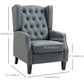 Faux Leather Armchair, Modern Accent Chair with Thick Padding for Living Room, Bedroom, Home Office, Grey