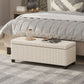 44 Inches Ottoman with Storage, Lid, Legs, Corduroy End of Bed Bench for Living Room, Bedroom, Entryway, Beige