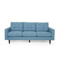 3-Seater Sofa with Button Tufted Waffle Stitch and Rubberwood Legs, 83" L x 33.5" W x 35.5" H, Blue