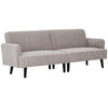 3-Seater Corduroy Loveseat with Rubberwood Legs - Light Grey