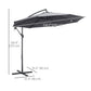 10ft Offset Patio Umbrella with Base, Garden Hanging Parasol with Crank, Banana Cantilever Umbrella Sun Shade, Grey