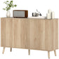 Fluted Buffet Sideboard with Adjustable Shelves - Oak
