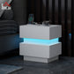 Nightstand with Charging Station and LED Light - White