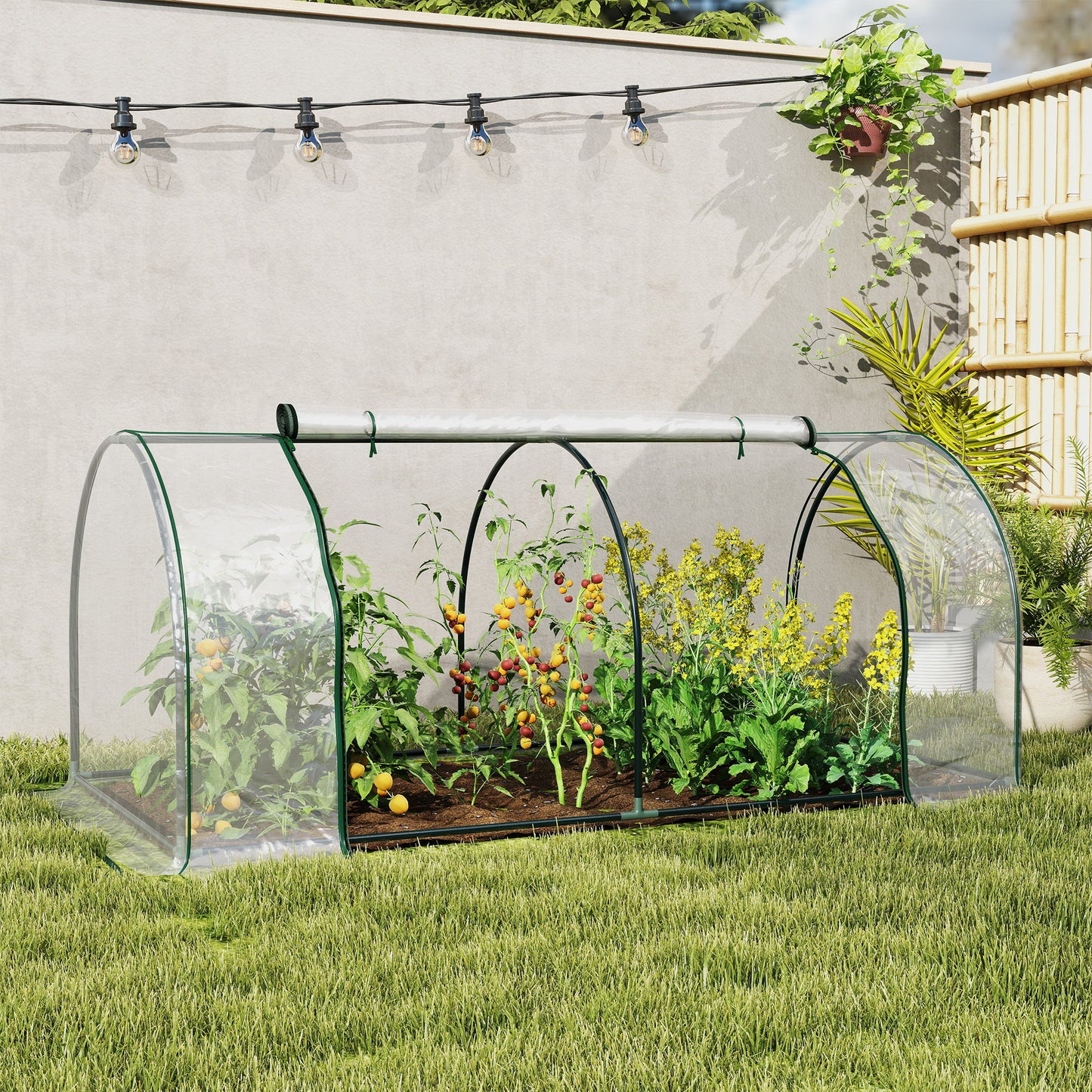 6' x 3' x 2.6' Mini Greenhouse Portable Hot House for Plants with Zippered Doors for Outdoor, Indoor, Garden, Clear