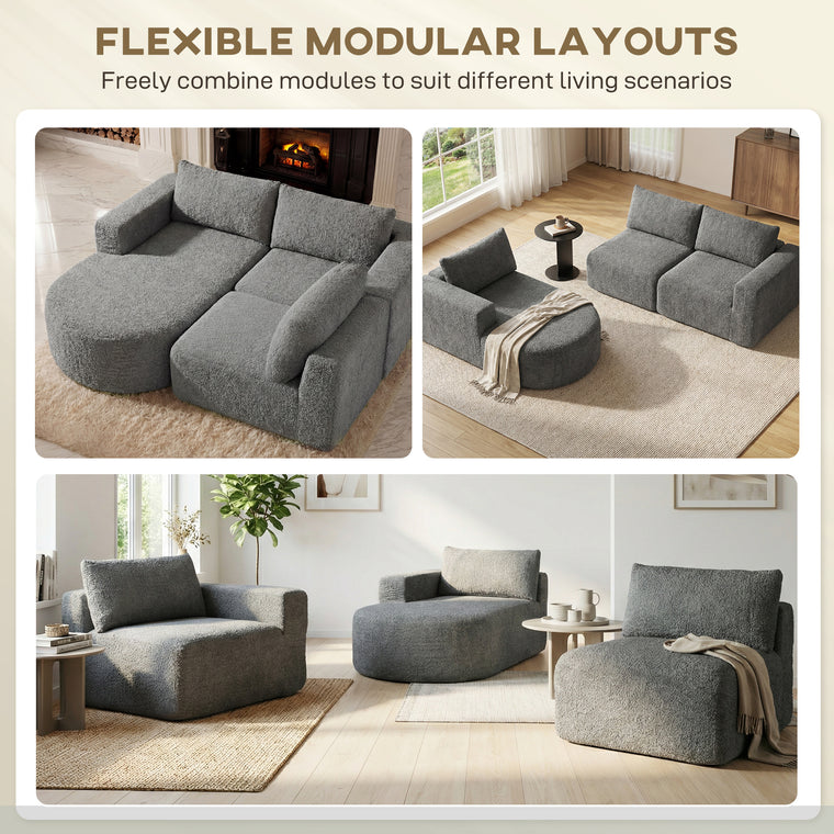 Cloud L-Shaped Modular Sectional with Deep Seat - Dark Grey