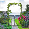 7' Metal Garden Arbor Arch with Scrollwork Doors for Ceremony, Weddings, Party, Backyard, Lawn
