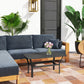 Outdoor Side Table with Slatted Tabletop, Metal Patio Coffee Table for Garden, Balcony, Black