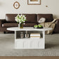 Cloud Coffee Table with Drawer and Open Storage, Particle Board, Cloud Coffee Table with Functional Design, 39.5" L x 23.5" W x 15" H, White