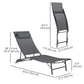 Folding Outdoor Chaise Lounge Chair Set of 2 with Adjustable Backrest, Headrest, Mesh Seat for Beach, Poolside, Grey