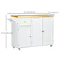 Rolling Kitchen Island with Drawer and Cabinets - White