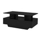 High-Gloss Coffee Table with LED Lighting and 2 Drawers, Versatile Centre Table with Open Storage, 35.5'' L x 21.5'' W x 16'' H, Black